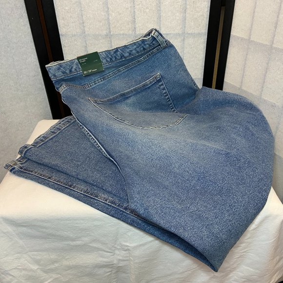 Wild Fable Plus High-Rise 90s Relaxed Straight Slashed Leg Jeans Medium Wash 30 - Picture 6 of 14